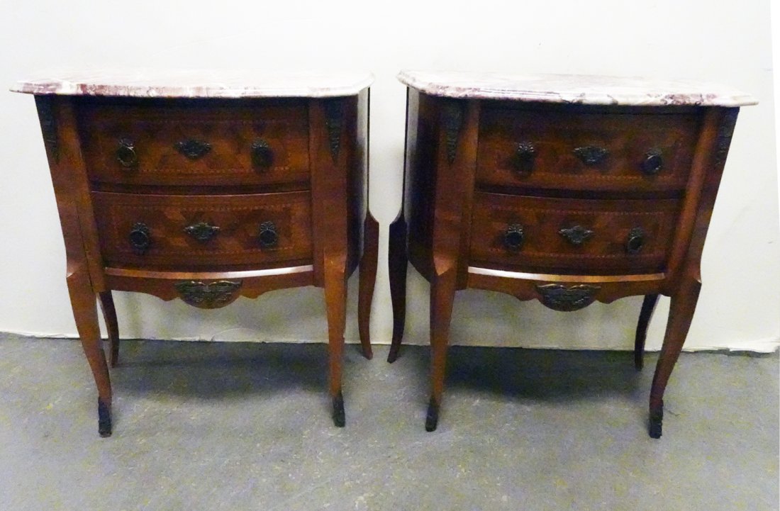 Louis XV Style Marble Top Commodes (1 of 2)