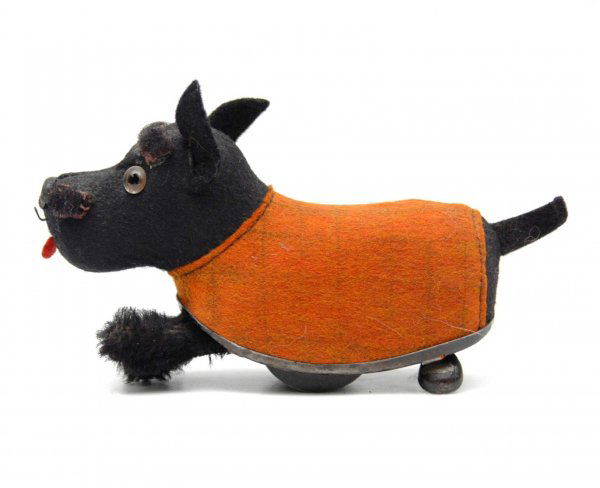 Schuco wind-up Scottie dog with key, 5 1/2" long fr: Schuco wind-up Scottie dog with key, 5 1/2" long from nose to end of tail, works