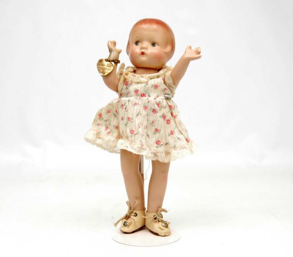 Compo Patsyette Doll, all original, with Effanbee : Compo Patsyette Doll, all original, with Effanbee Patsyette bracelet, 9", painted hair, hazel painted eyes