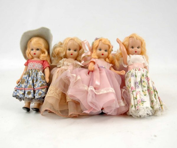 Four Nancy Ann Storybook Dolls with booklet and bo: Four Nancy Ann Storybook Dolls with booklet and box