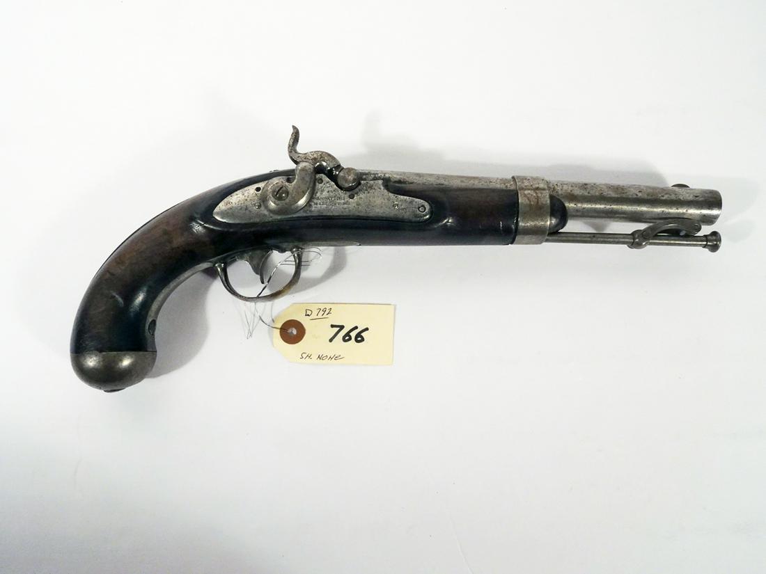 Asa H. Waters Black Powder Pistol: Asa H. Waters black powder pistol, cap and ball, 9/6" or 50 bore caliber, 1 shot, no serial number, barrel length 8", overall length 14", JCS stamped on barrel, C & R N/A, Instacheck NO