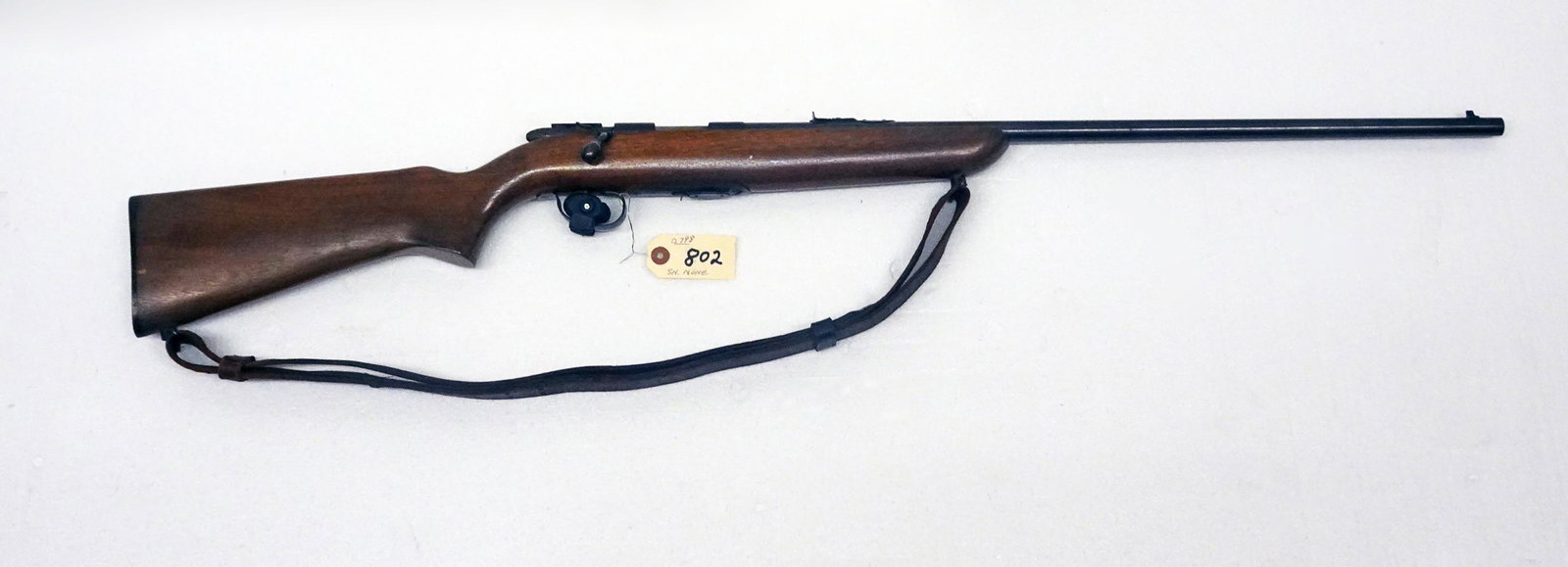 Remington Model 511 Rifle: Remington model 511 rifle with leather sling, bolt action, .22 S/L /LR caliber, 5 shot, magazine feed, no serial number, barrel length 25", overall length 43", C & R YES, Instacheck YES