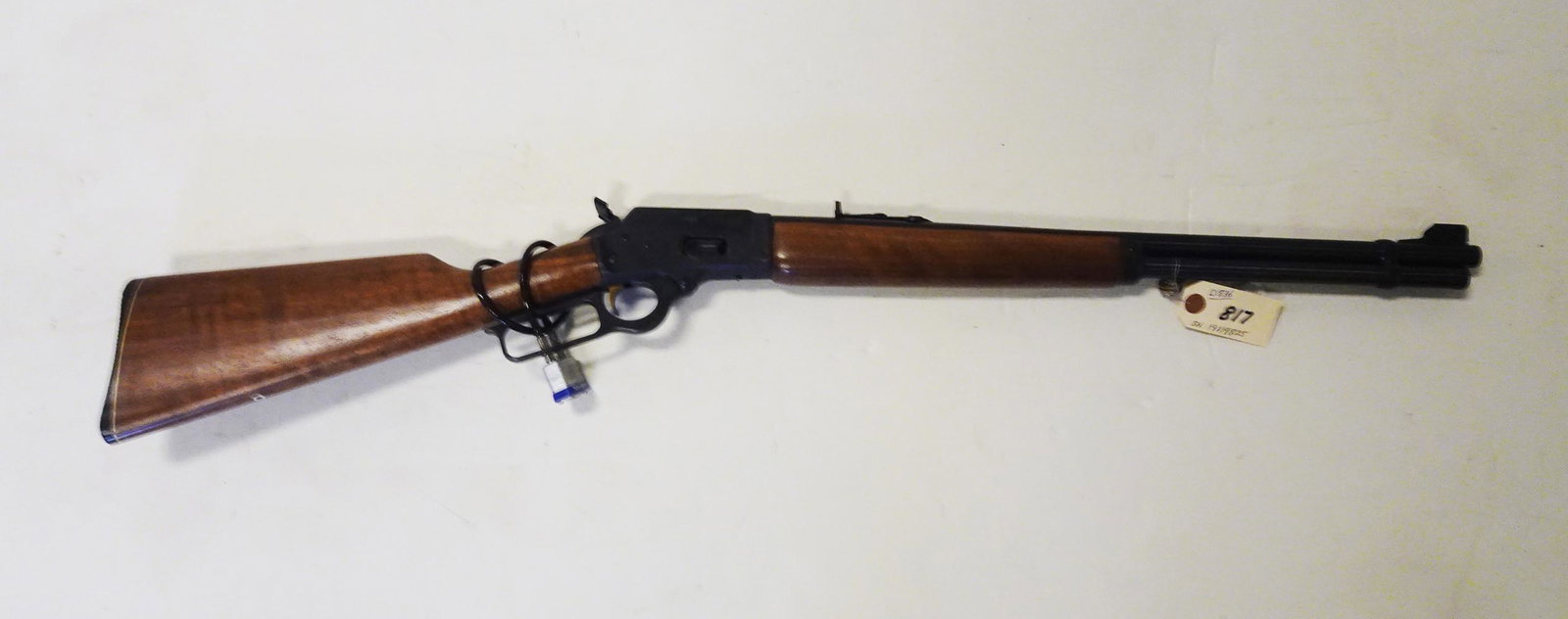 Marlin Model 1894 Rifle: Marlin model 1894 rifle, lever action, open hammer, .44 mag caliber, 5 shot, tube feed, serial number 19119825, barrel length 20 1/4", overall length 37 1/2", C & R NO, Instacheck YES