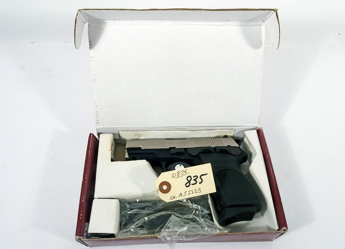 Bersa SA Model Mini 45 Fire Storm Pro Pistol: Bersa SA model Mini 45 Fire Storm Pro pistol, semi-automatic double action, .45 caliber, 7 shot, 2 magazine feed, serial number A32223, barrel length 3 1/2", overall length 6 3/4", C & R NO, Instachec