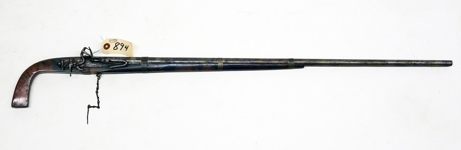 Unknown Manufactured Black Powder Rifle: Unknown manufactured black powder rifle, flint lock action, approx. 3/8" bore caliber, barrel length 29", overall length 36", C & R NO, Instacheck NO