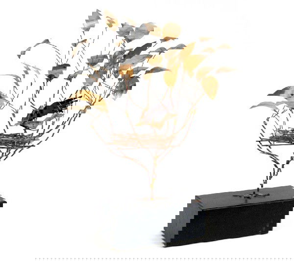 C (Curtis) Jere, brass sculpture on wood base, bir: C (Curtis) Jere, brass sculpture on wood base, bird in nest in tree, signed lower right on base, 20th C. American, size 21" high x 20" across