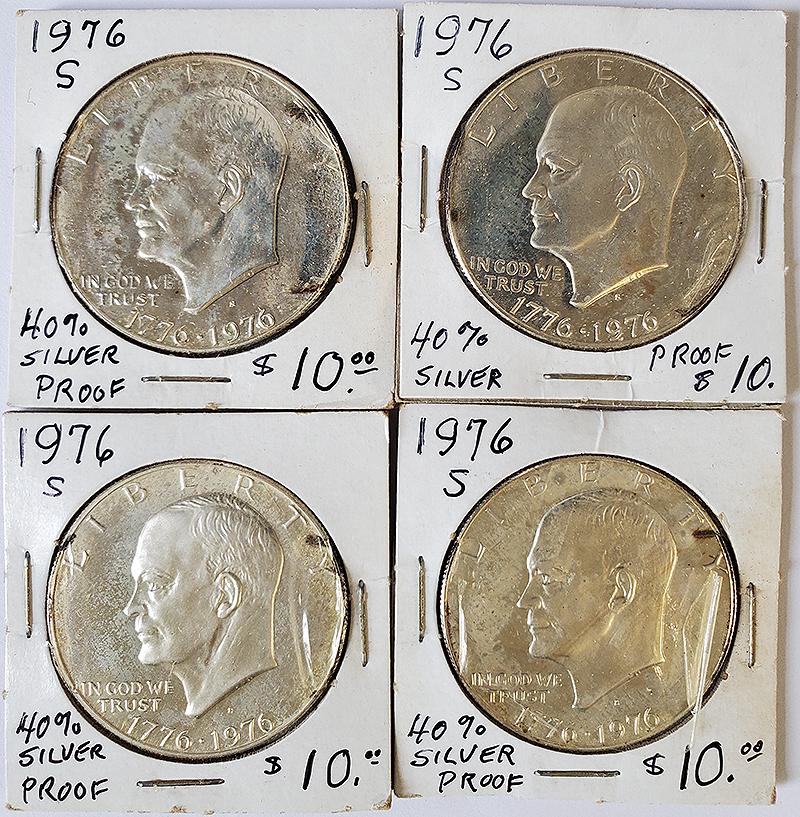 Four 1976 S Eisenhower Silver Proof Dollars (1 of 3)