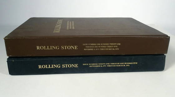 Two Rolling Stone Magazine Bound Issues: Two Rolling Stone Magazine bound issues, Issue Numbers Ninety-One Through One Hundred Five September 16, 1971 Through March 30, 1972 and Issue Numbers One Hundred Twenty One Through One Hundred