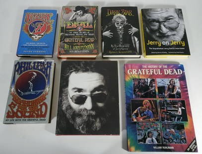 Seven Grateful Dead Related Hardback Books: Group of seven assorted Grateful Dead related hardback books, 1990-2017 first editions with original dust jacket covers, History of The Grateful Dead comes with poster