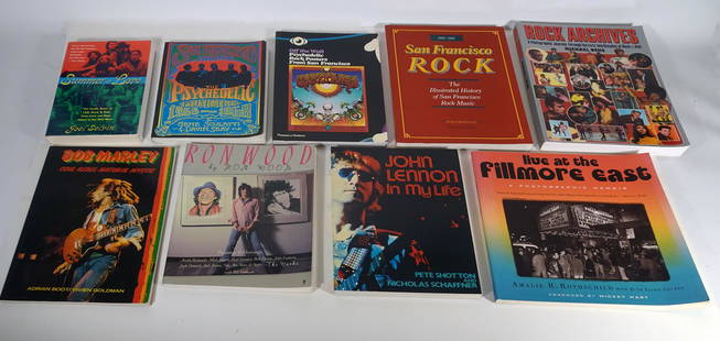 Nine Rock and Roll Related Paperback Books: Group of nine related Rock and Roll paperback books, 1981-2005 first editions