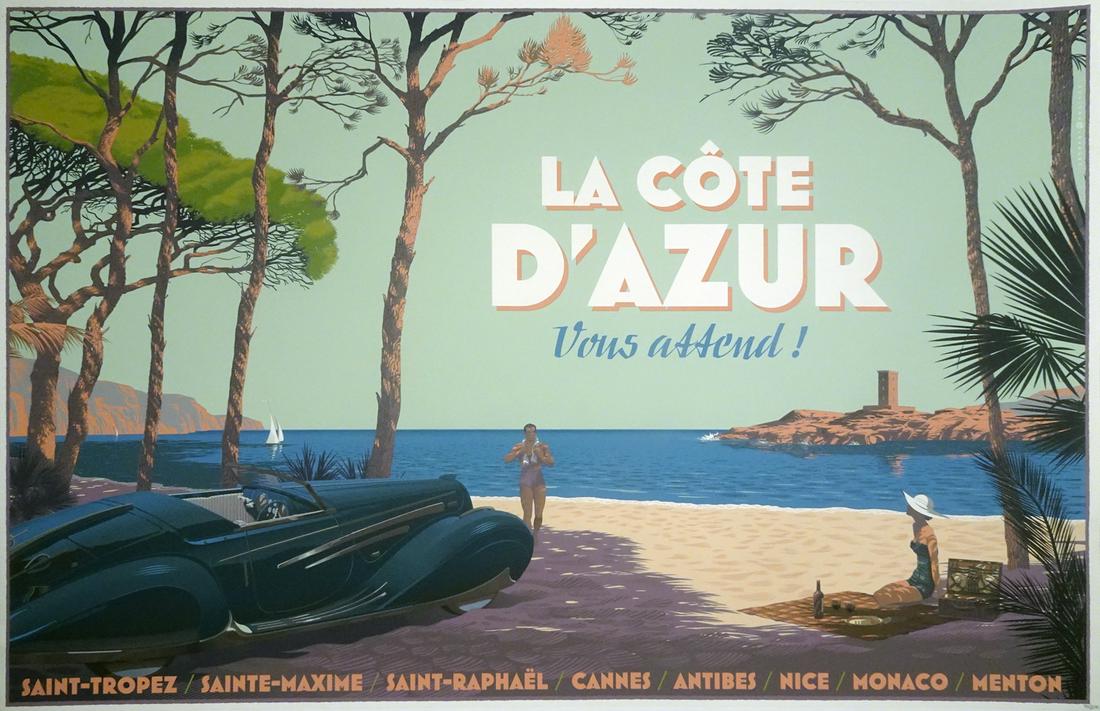 La Cote Azur Screen print Poster (1 of 1)