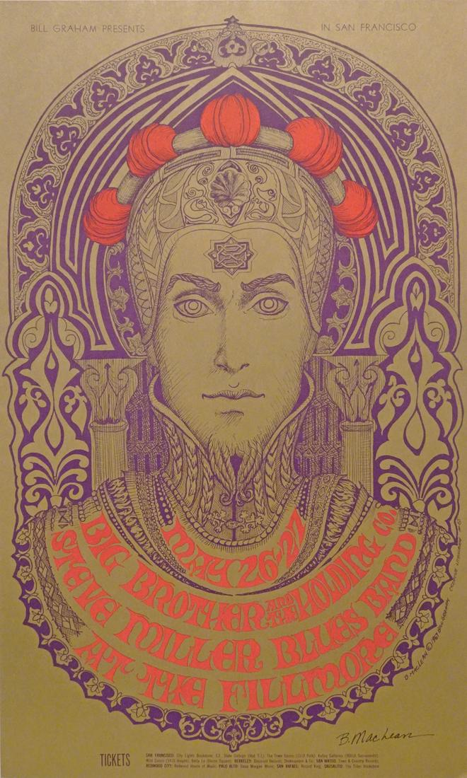 Big Brother and The Holding Co. Concert Poster: Big Brother and The Holding Co. concert poster, Bill Graham Presents BG-65, Big Brother and the Holding Company and Steve Miller Blues Band, May 26-27, 1967, Fillmore West, San Francisco, CA., origina