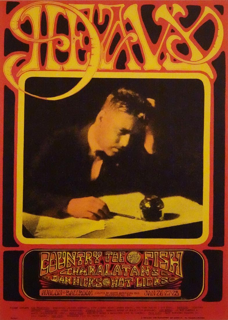 Country Joe & The Fish Concert Poster: Country Joe & The Fish "Heavy" concert poster, Family Dog Productions FD103-1, Country Joe and The Fish, The Charlatans and Dan Hicks and His Hot Licks, January 26-28, Avalon Ballroom, San Francisco, 
