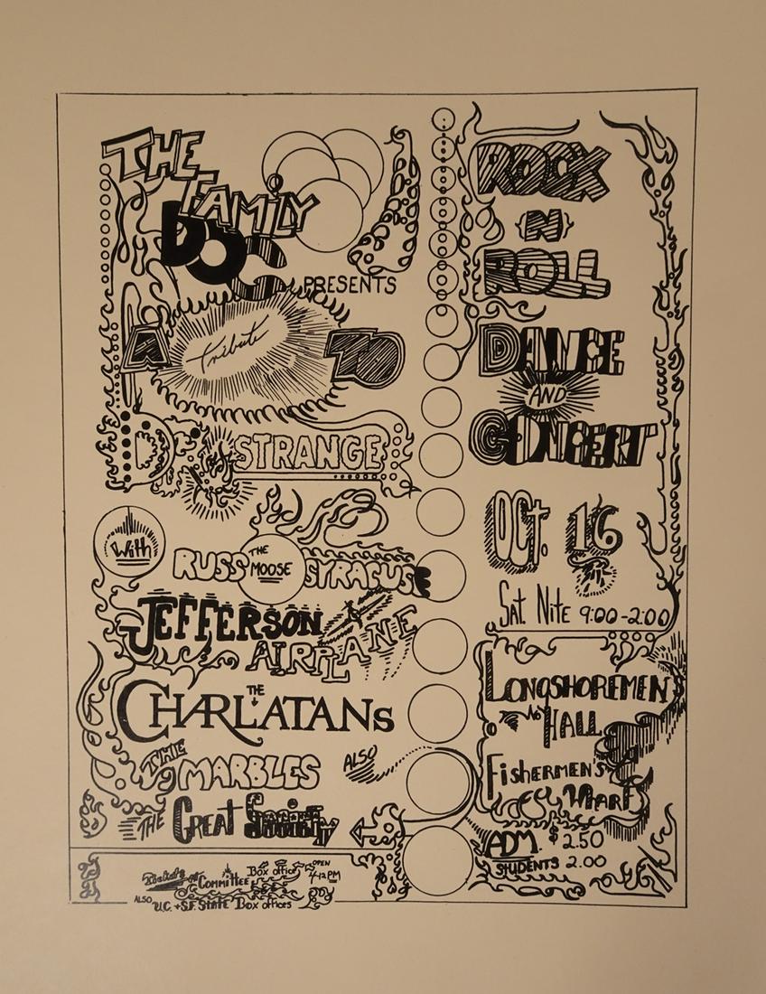 Family Dog Presents Reproduction Handbills: The Family Dog Presents "A Tribute to Dr. Strange" reproduction handbills, Art of Rock AOR-2.8, Jefferson Airplane, The Charlatans, The Marbles and The Great Society, concert was originally held on Oc