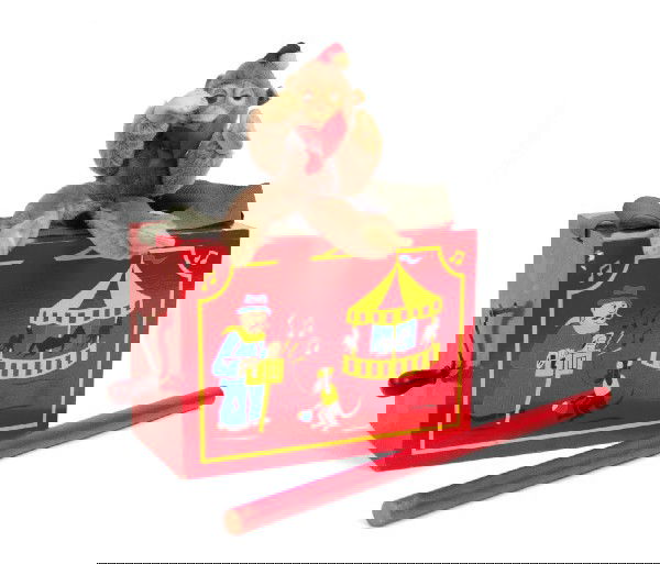 Wooden hand organ with Thorens music box, with plu: Wooden hand organ with Thorens music box, with plush organ grinder monkey, in original box