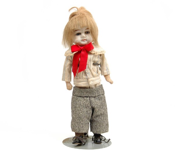 Papier mache boy doll, cloth body, 12": Papier mache boy doll, cloth body, 12"