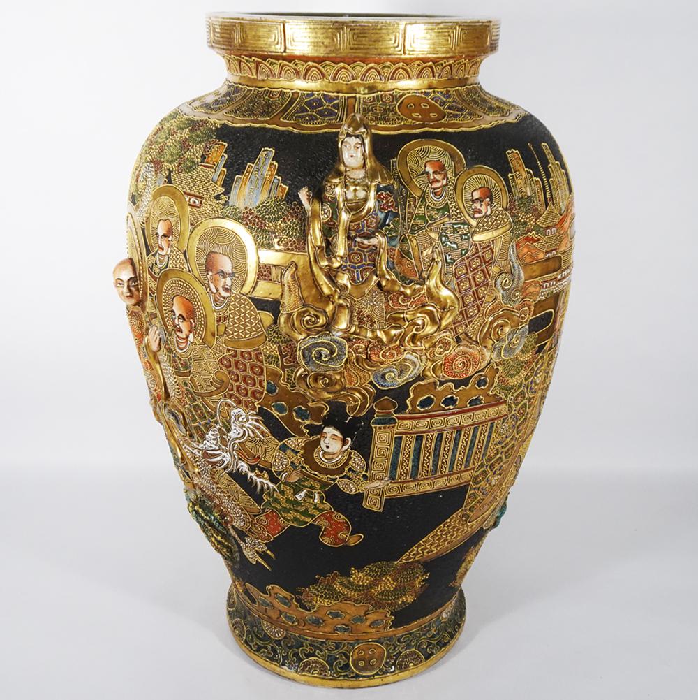 Japanese Satsuma Earthenware Floor Vase