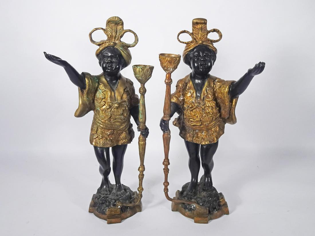 Continental Bronze Blackamoor Candlesticks (1 of 2)