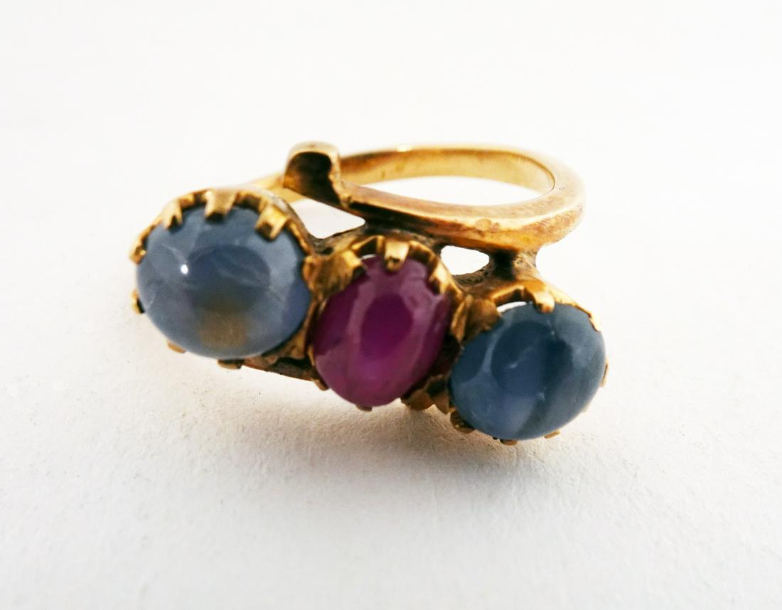 Blue Star and Ruby Star Sapphire Rose Gold Ring (1 of 2)