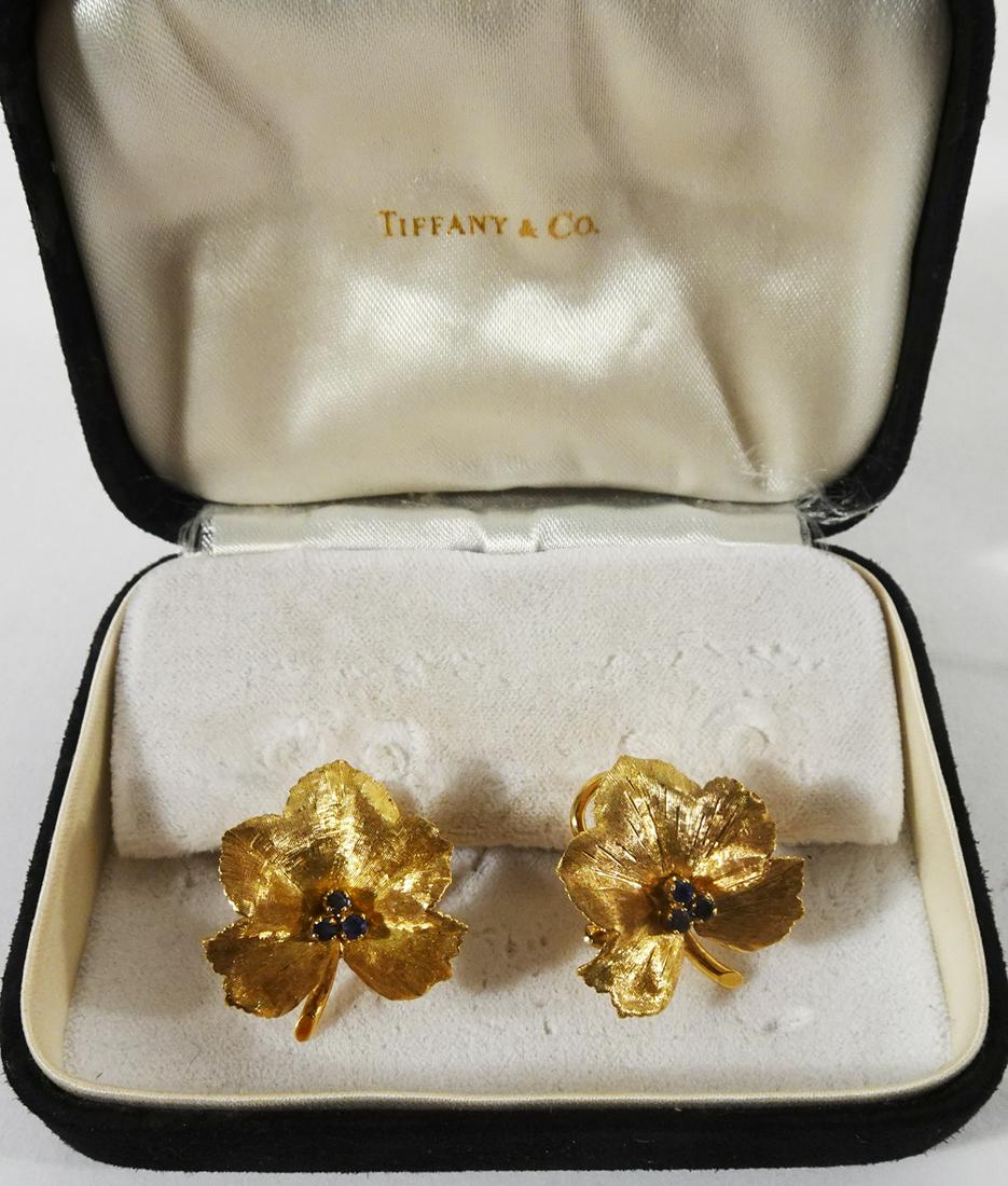 Tiffany & Co 18K Yellow Gold Earrings with Sapphires (1 of 3)