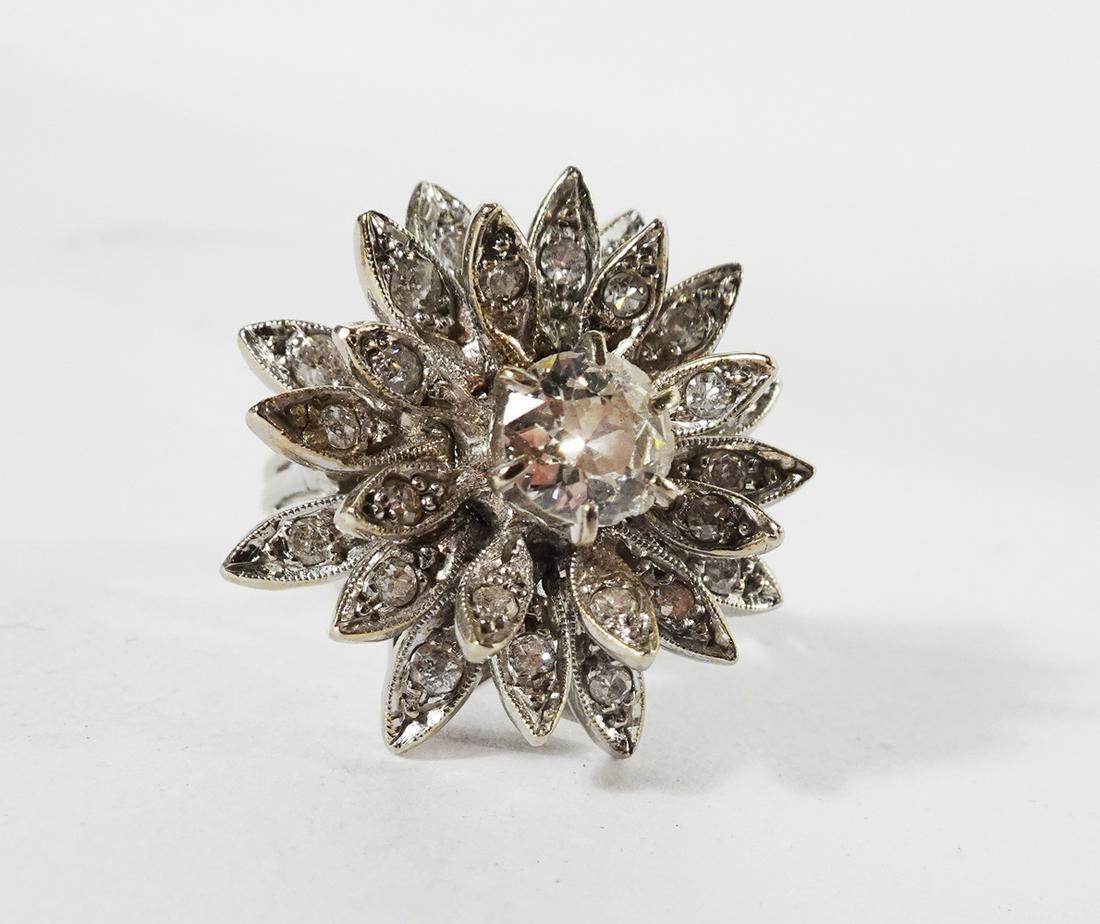 White Gold Diamond Flower Ring (1 of 2)