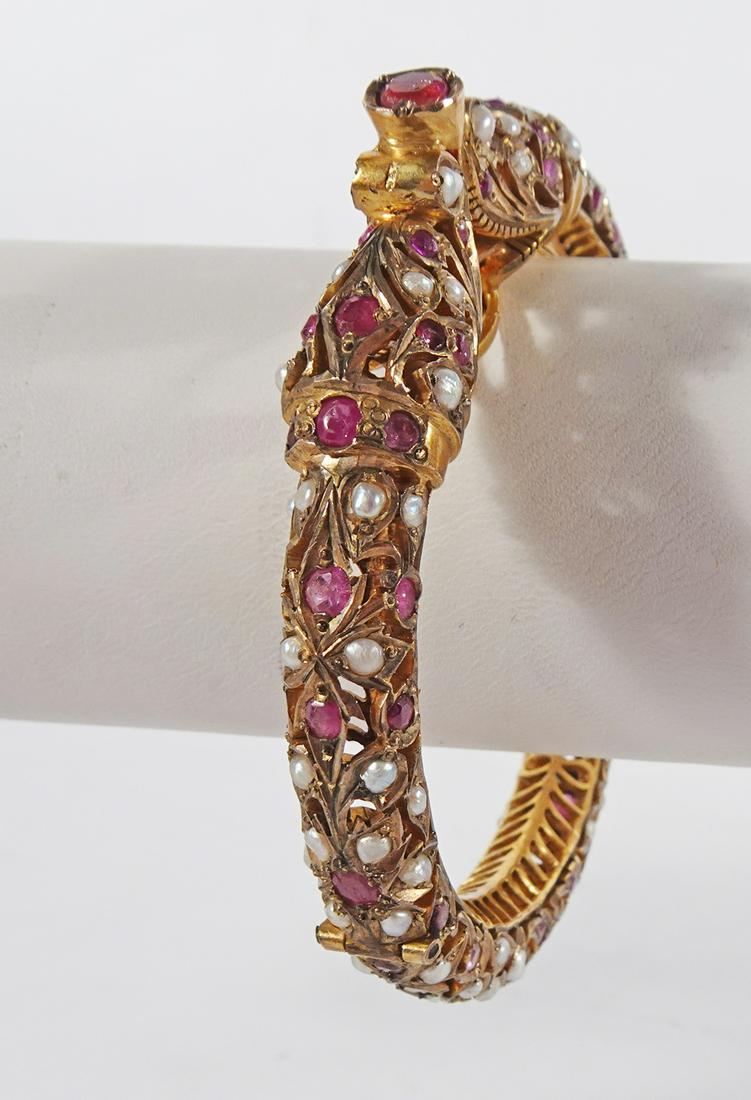 Ruby Diamond Mogul Gold Bangle (1 of 1)