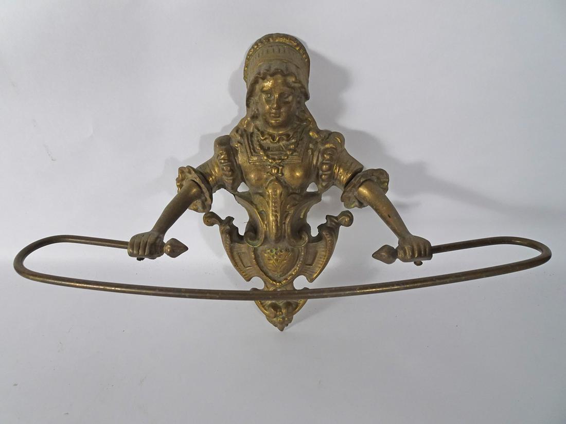Vintage Brass Figural Towel Bar Holder (1 of 2)