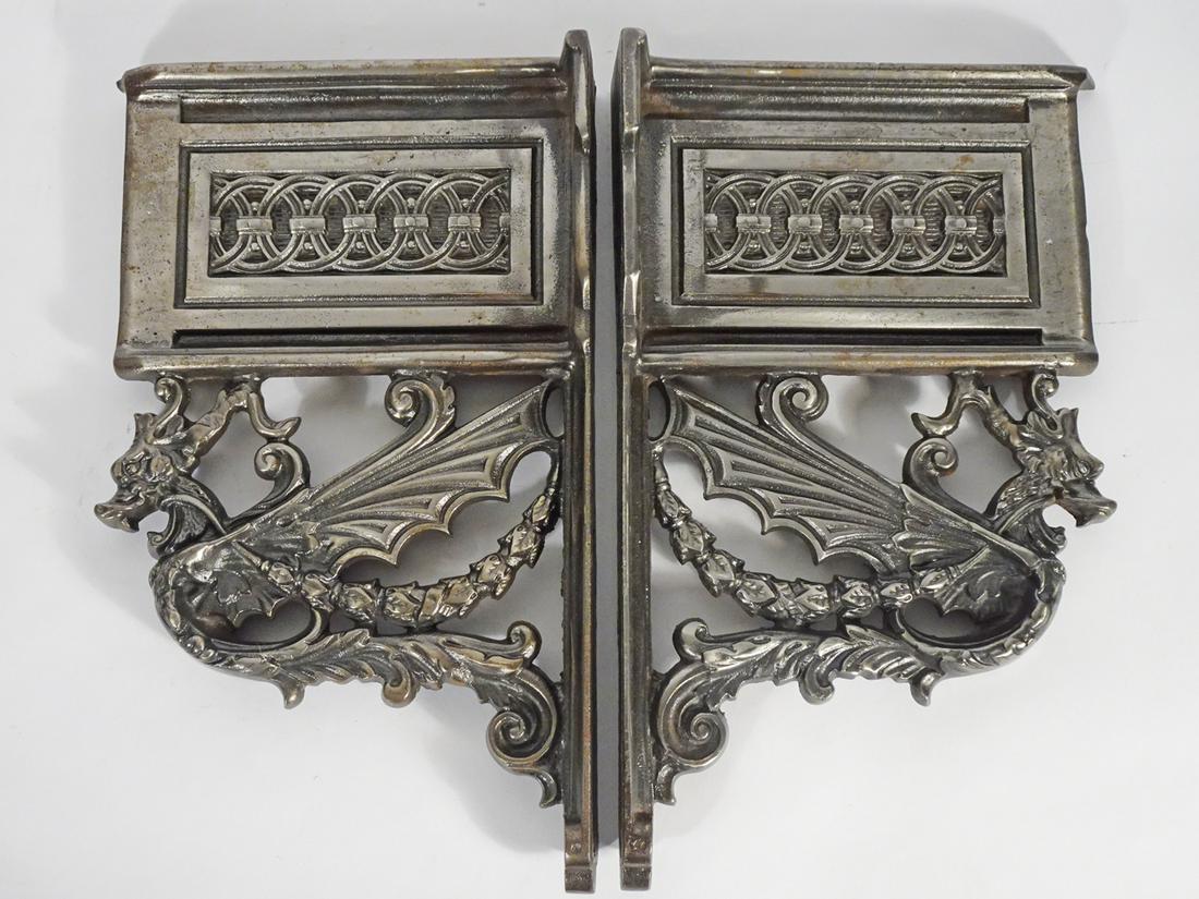 Pair Cast Iron Dragon Wall Brackets (1 of 4)
