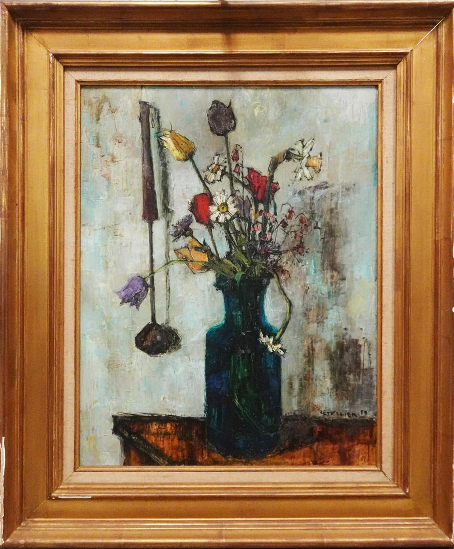 (Pierre) Letellier oil on canvas: (Pierre) Letellier oil on canvas, floral still life, signed lower right, sight size 25 1/2" x 20", frame size 35" x 28 1/2"