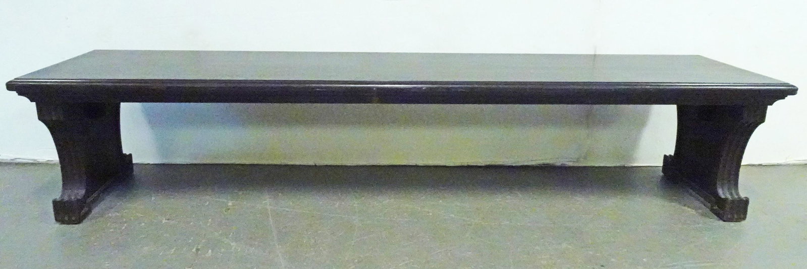B.L. Marble Chair Co. Mahogany Bench: B.L. Marble Chair Co. mahogany bench, early 20th c., signed on underside of base with paper label, 17" (height) x 83" (length) x 20" (width)
