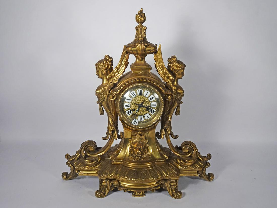 French Louis XV Style Bronze Mantle Clock (1 of 4)