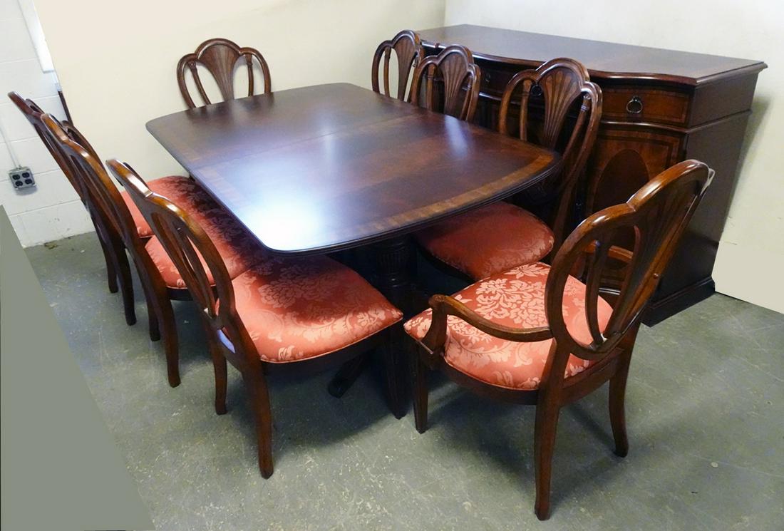 Ten Piece Inlaid Cherry Dining Room Set (1 of 3)