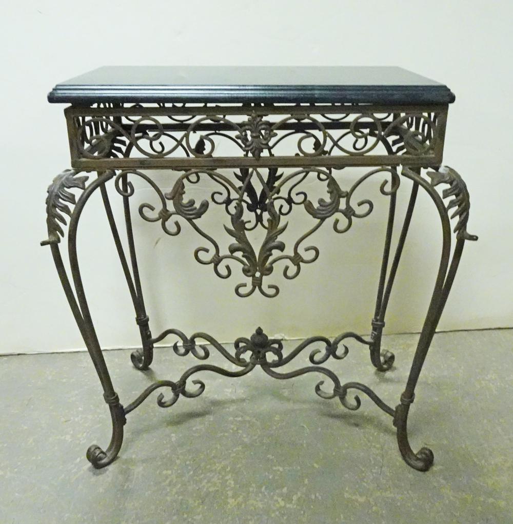 Wrought Iron and Marble Top Table (1 of 3)