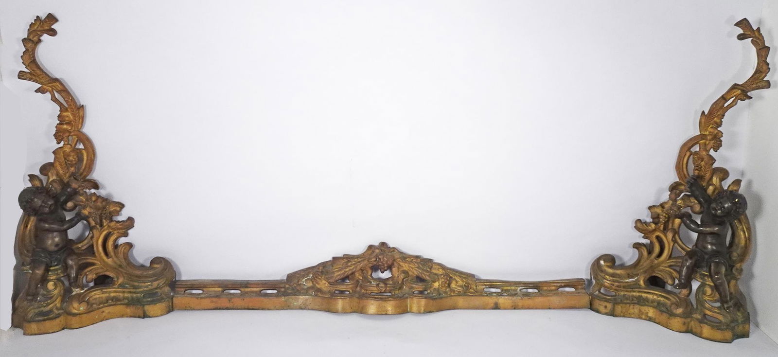 French Louis XV Style Bronze Chenets and Fender (1 of 4)