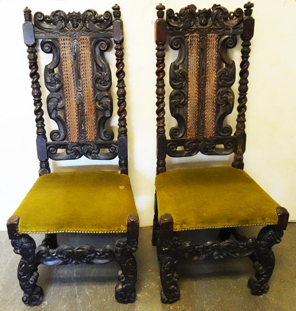 Pair of Flemish Carved Walnut Chairs (1 of 2)