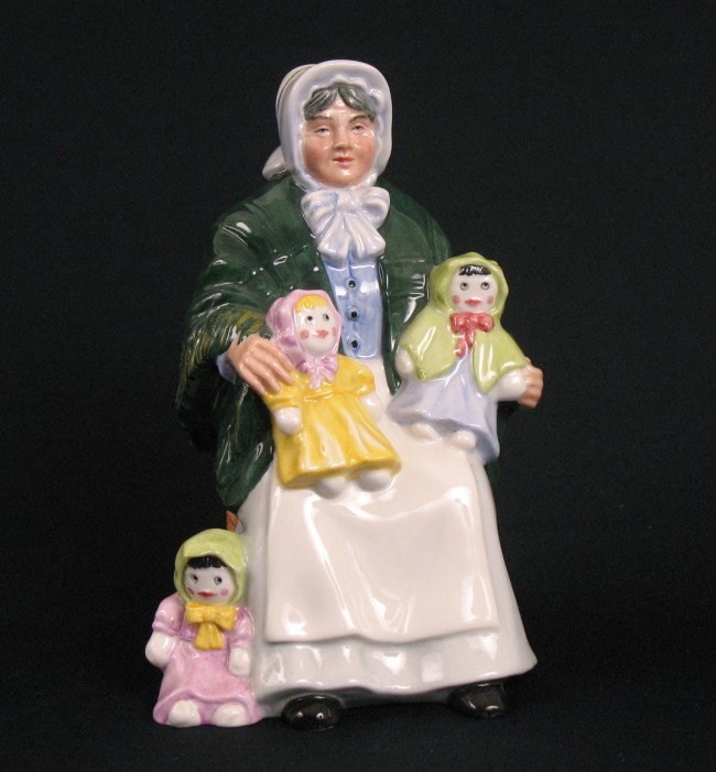 Royal Doulton figurine "The Rag Doll Seller" H.N. 2: Royal Doulton figurine "The Rag Doll Seller" H.N. 2944, marked on bottom, 7", C. 1983