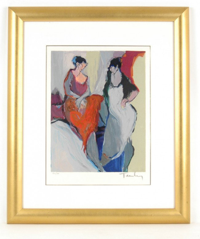 (Itzchak) Tarkay color lithograph "The Models #2",: (Itzchak) Tarkay color lithograph "The Models #2", signed lower right and numbered 300/724, image size 16" x 12", frame size 25 1/2" x 21"