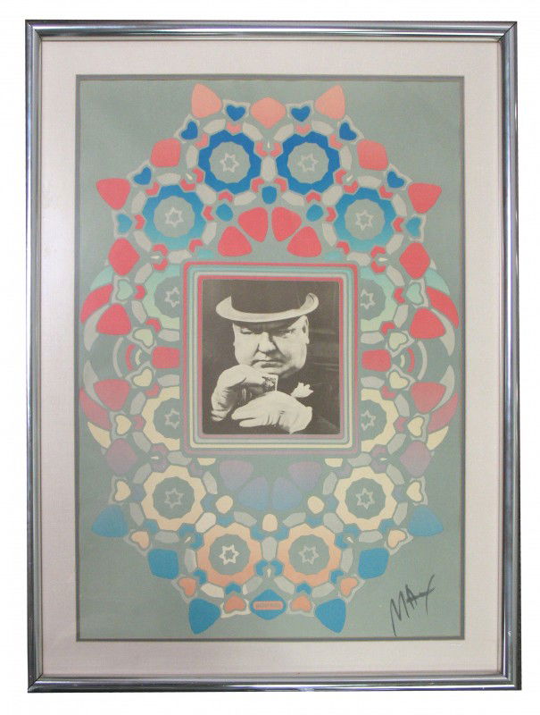 (Peter) Max color lithograph, "W.C. Fields The Gam: (Peter) Max color lithograph, "W.C. Fields The Gambler Cameo" signed lower right, image size 33 1/2" x 23", frame size 40" x 30", 1967
