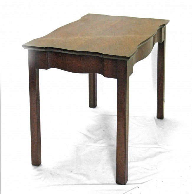 Cherry Kittinger Buffalo side table, branded mark: Cherry Kittinger Buffalo side table, branded mark and paper label, 20th C., 21 3/4" high x 27 1/2" across x 17 3/4" deep
