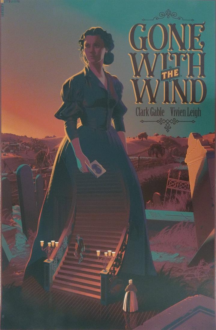Gone With the Wind Screenprint Movie Poster: Gone With the Wind screenprint movie poster, Laurent Durieux artist, numbered 72/345 limited edition, 36" (height) x 24" (length)