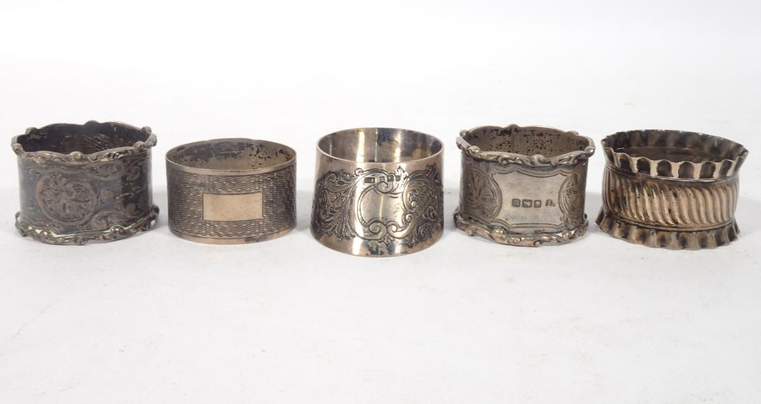English Silver Napkin Rings Grouping (1 of 6)