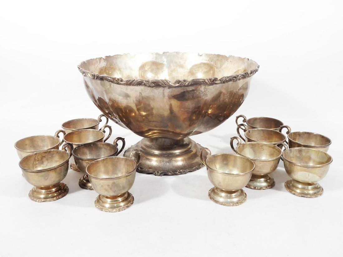 Mexican 925 Silver Punch Bowl with Cups (1 of 5)