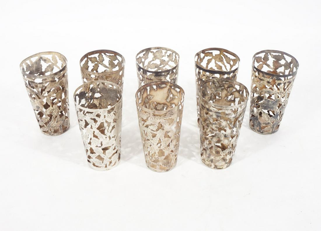 Set of Eight Mexican 925 Silver Glass Holders (1 of 3)