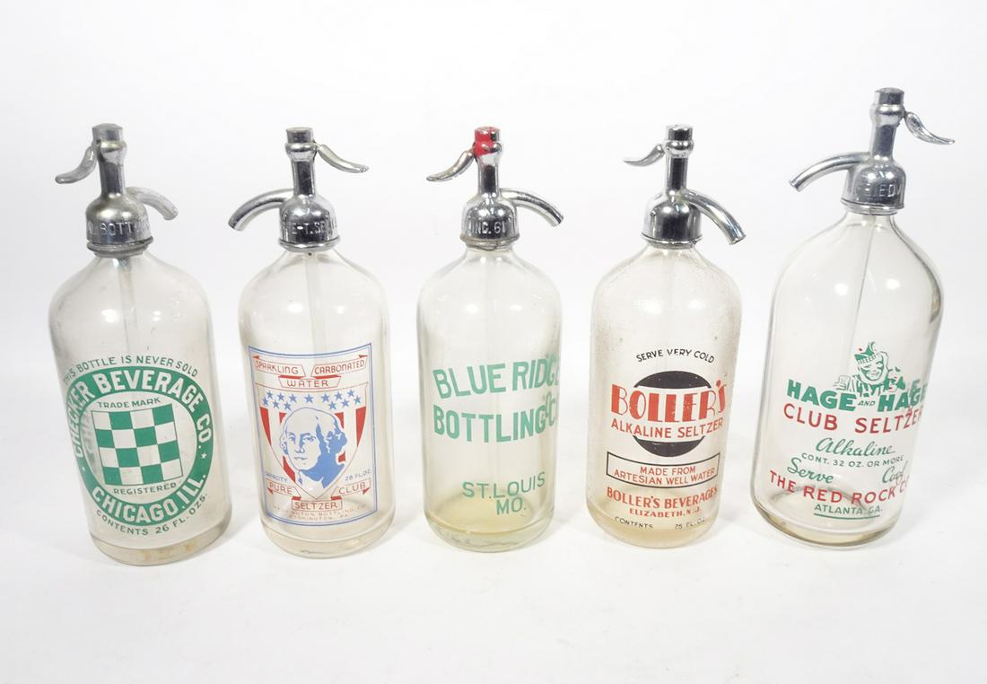Five Piece Glass Seltzer Bottle Grouping (1 of 3)