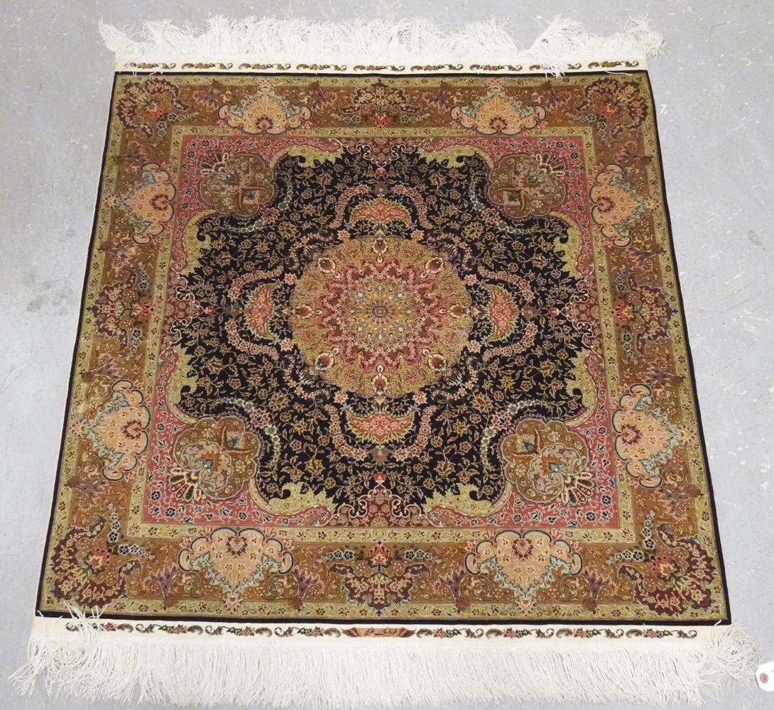 Hand tied silk Persian rug (1 of 2)