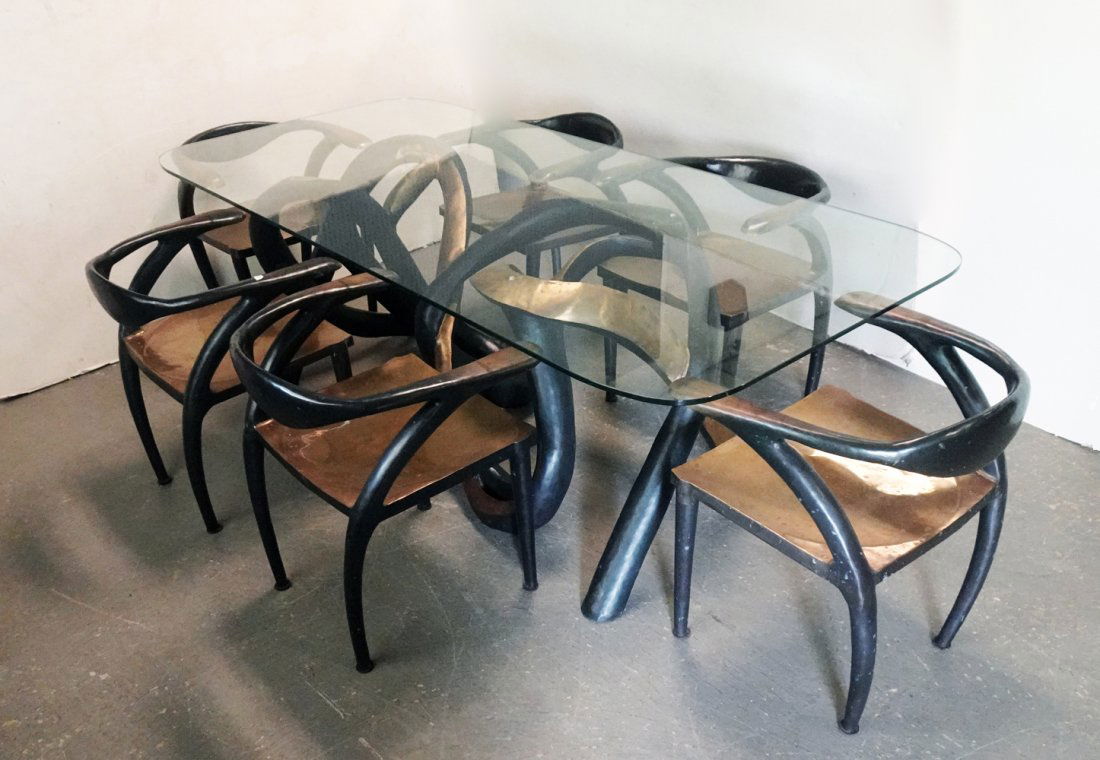 Modernistic Bronze Dining Set (1 of 5)