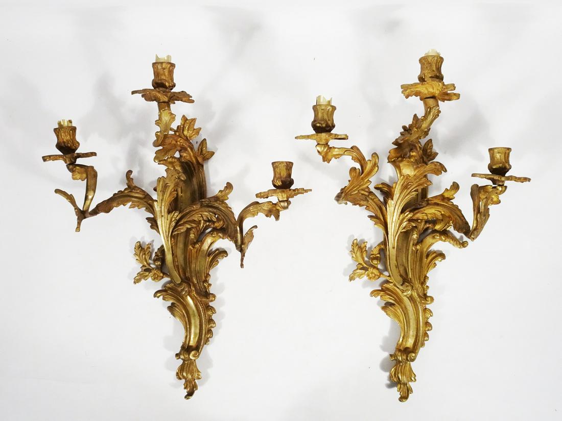 Pair French Louis XIV Bronze Sconces (1 of 3)