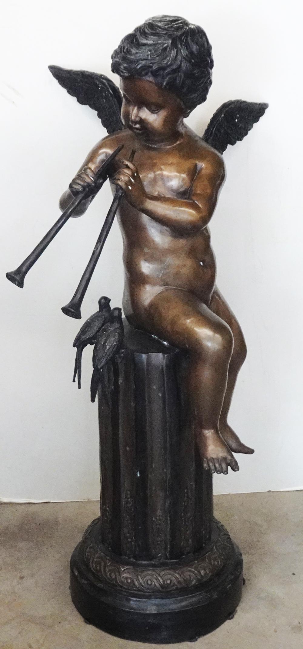 Bronze Seated Angel Sculpture (1 of 2)