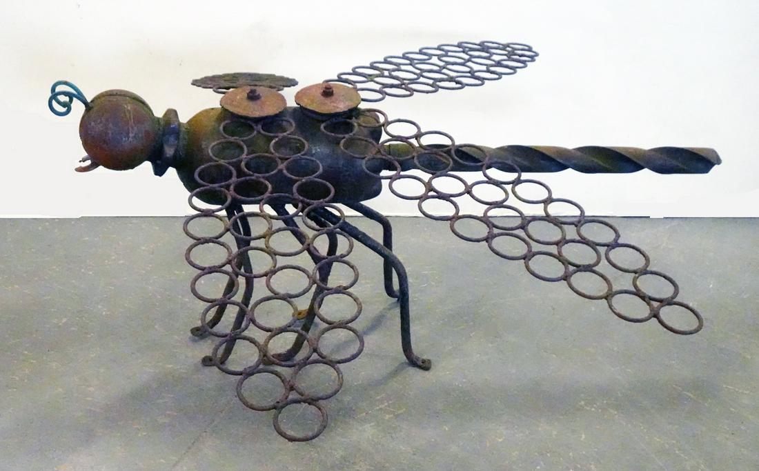 Outsider Art Scrap Metal and Iron Wasp Sculpture (1 of 2)