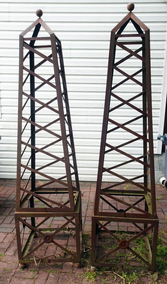 Pair of Metal Tower Form Garden Trellis (1 of 1)